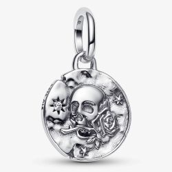 PANDORA Sterling Silver Cubic Zirconia Skull Medallion Dangle Charm 794089C01