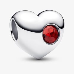 PANDORA Sterling Silver Red Cubic Zirconia January Birthstone Heart Charm 794161C01