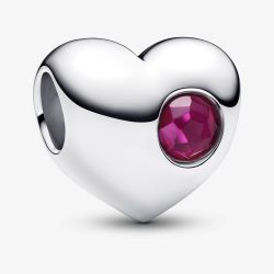 PANDORA Sterling Silver Pink Cubic Zirconia July Birthstone Heart Charm 794161C07