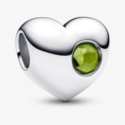 PANDORA Sterling Silver Green Cubic Zirconia August Birthstone Heart Charm 794161C08