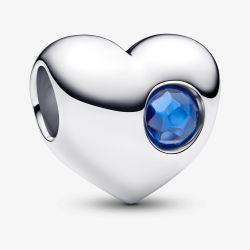 PANDORA Sterling Silver Blue Cubic Zirconia September Birthstone Heart Charm 794161C09