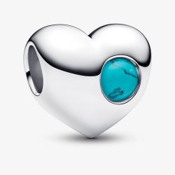 PANDORA Sterling Silver Blue Stone December Birthstone Heart Charm 794161C12