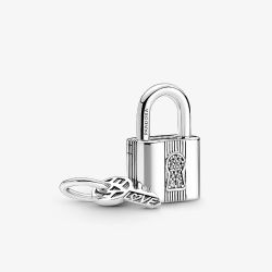 PANDORA Sterling Silver Padlock & Key Dangle Charm 790088C01