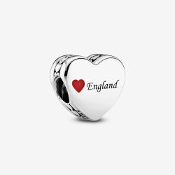 PANDORA Sterling England Red Enamel Love Heart Charm 792015_E024