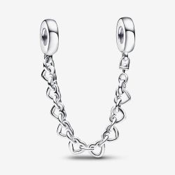 PANDORA Sterling Silver Linked Hearts Safety Chain Charm 792274C00-05