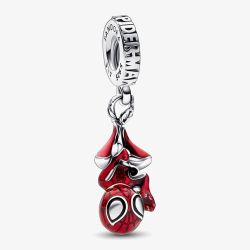 PANDORA Sterling Silver Marvel Hanging Spider-Man Dangle Charm 792323C01