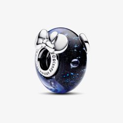PANDORA Disney Sterling Silver Blue Murano Glass Mickey & Minnie Charm 792958C01