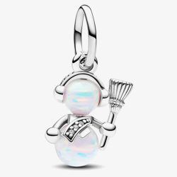 PANDORA Sterling Silver Opalescent Snowman Dangle Charm 792981C01