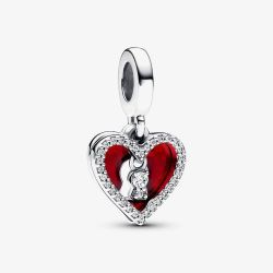 PANDORA Sterling Silver Cubic Zirconia Red Heart & Keyhole Dangle Charm 793119C01