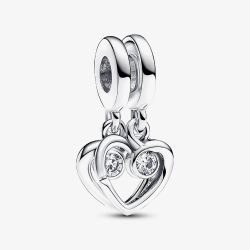 PANDORA Sterling Silver Cubic Zirconia Forever & Always Double Charm 793232C01