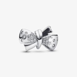 PANDORA Silver Sparkling Bow Charm 793442C01