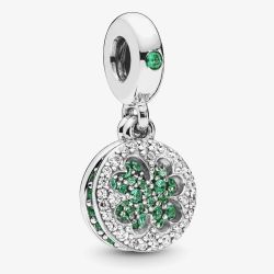 PANDORA Sterling Silver Cubic Zirconia Dazzling Clover Charm 797906NRGMX