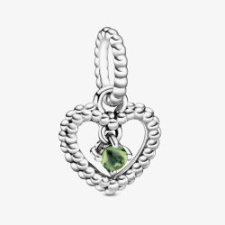 PANDORA Sterling Silver Green Cubic Zirconia August Birthstone Dangle Charm 798854C10