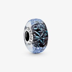 PANDORA Sterling Silver Wavy Dark Blue Murano Glass Charm 798938C00
