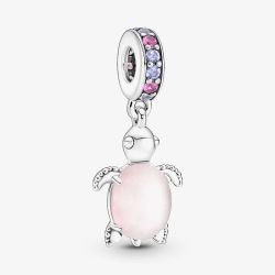 PANDORA Sterling Silver Cubic Zirconia Pink Murano Glass Sea Turtle Charm 798939C02