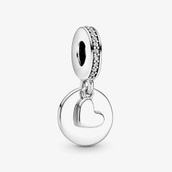 PANDORA Silver Heart Disc Dangle Charm 799212C01