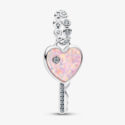 PANDORA Opalescent Heart Key Dangle Charm 794427C01