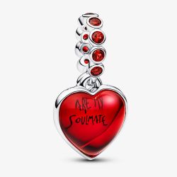 PANDORA Red Murano Glass Heart Double Dangle Charm 794429C01