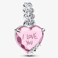 PANDORA I Love You Mom Pink Dangle Charm 794464C01