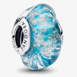 PANDORA Silver & Turquoise Murano Glass Glitter Charm 794701C01