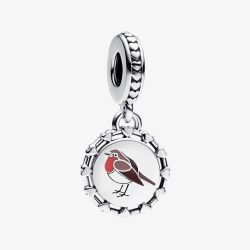 PANDORA Engravable Robin Bird Dangle Charm 792275C00_E023