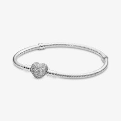 PANDORA Moments Silver Sparkling Heart Clasp Bracelet 590727CZ