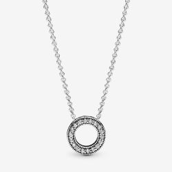 PANDORA Silver Pave Circle Collier Necklace 397436CZ-45