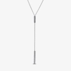 PANDORA Silver Timeless Pavé Prism Drop Necklace 393013C01-45