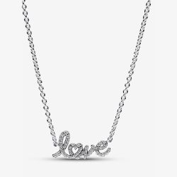 PANDORA Sparkling Handwritten Love Necklace 393076C01-45