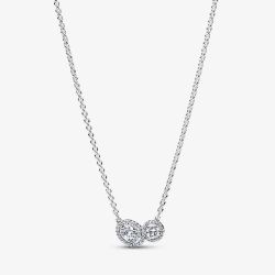PANDORA Silver Embracing Halo Necklace 393776C01-45