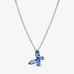 PANDORA Silver Sparkling Blue Butterfly Necklace 394232C01-45