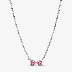 PANDORA Pink Cubic Zirconia Bow Necklace 394235C01-45