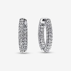 PANDORA Silver Cubic Zirconia Hoop Earrings 292624C01