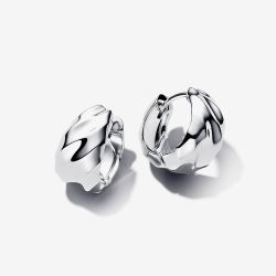 PANDORA Silver Rippled Small Hoop Earrings 293874C00