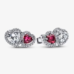 PANDORA Sparkling Halo Hearts Stud Earrings 293633C01