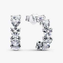 PANDORA Silver Sparkling Hearts Open Hoop Earrings 293657C01