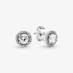 PANDORA Silver Round Sparkle Stud Earrings 296272CZ