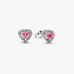 PANDORA Elevated Pink Heart Stud Earrings 298427C02