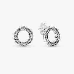 PANDORA Pavé Logo Circle Reversible Stud Earrings 299486C01
