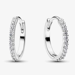 PANDORA Silver & Cubic Zirconia Mini Hoop Earrings 294649C01