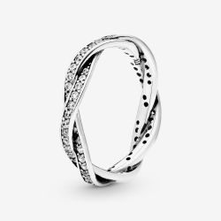 Pandora Sterling Silver Sparkling Twisted Lines Ring 190892CZ