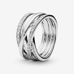 Pandora Silver Sparkling & Polished Lines Ring 190919CZ