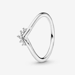 PANDORA Silver Cubic Zirconia Tiara Wishbone Ring 198282CZ