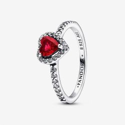 PANDORA Silver Elevated Red Heart Ring 198421C02