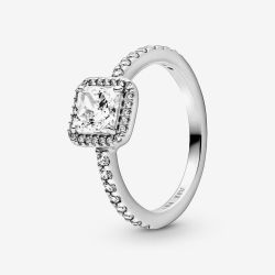 PANDORA Silver Square Sparkle Halo Ring 198863C01