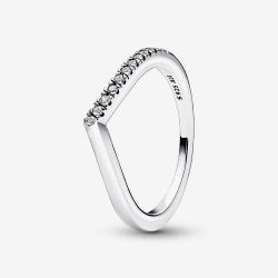 PANDORA Silver Timeless Half Sparkling Wishbone Ring 192394C01