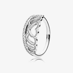 PANDORA Sterling Silver Hearts Tiara Ring 190958CZ