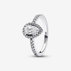 PANDORA Sterling Silver Sparkling Pear Halo Ring 192835C01
