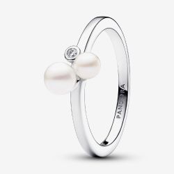 PANDORA Sterling Silver Duo Freshwater Pearl Ring 193156C01