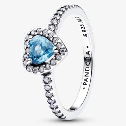 PANDORA Silver Elevated Light Blue Heart Ring 198421C10